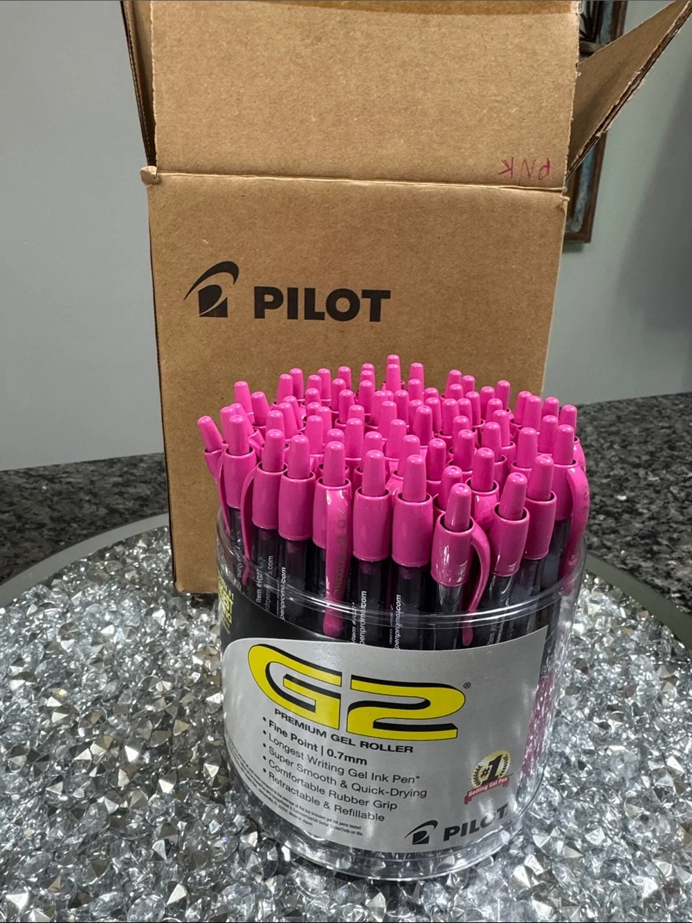 Pilot pink G2 premium gel ink roller pens case NEW